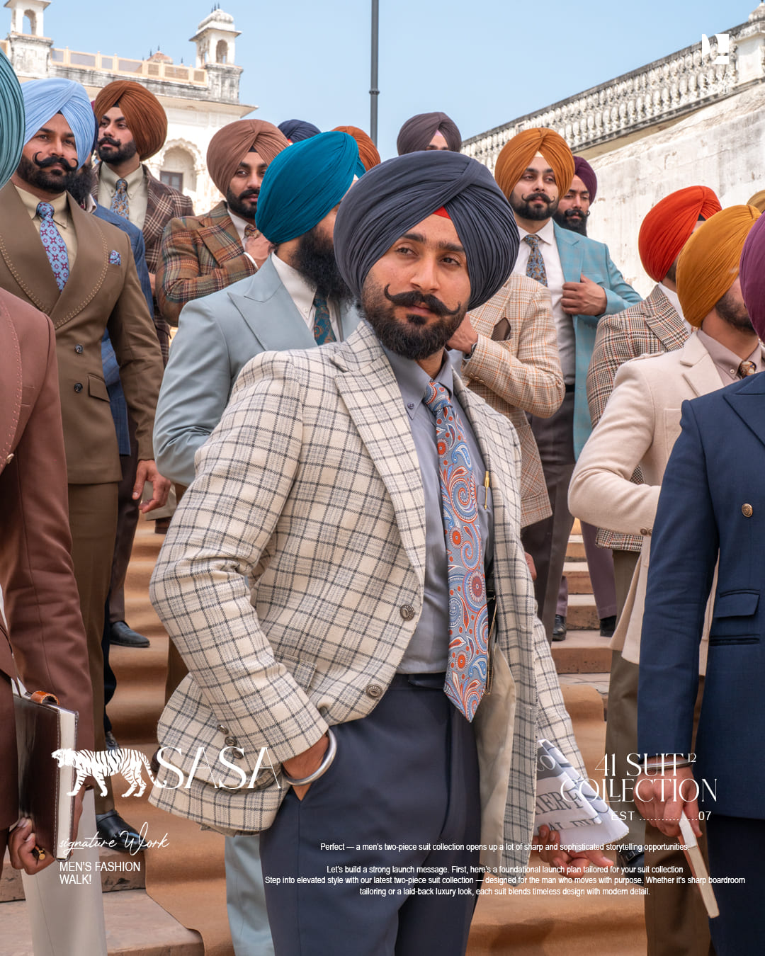 charcoal Grey Pagg, Tie and Pocket square