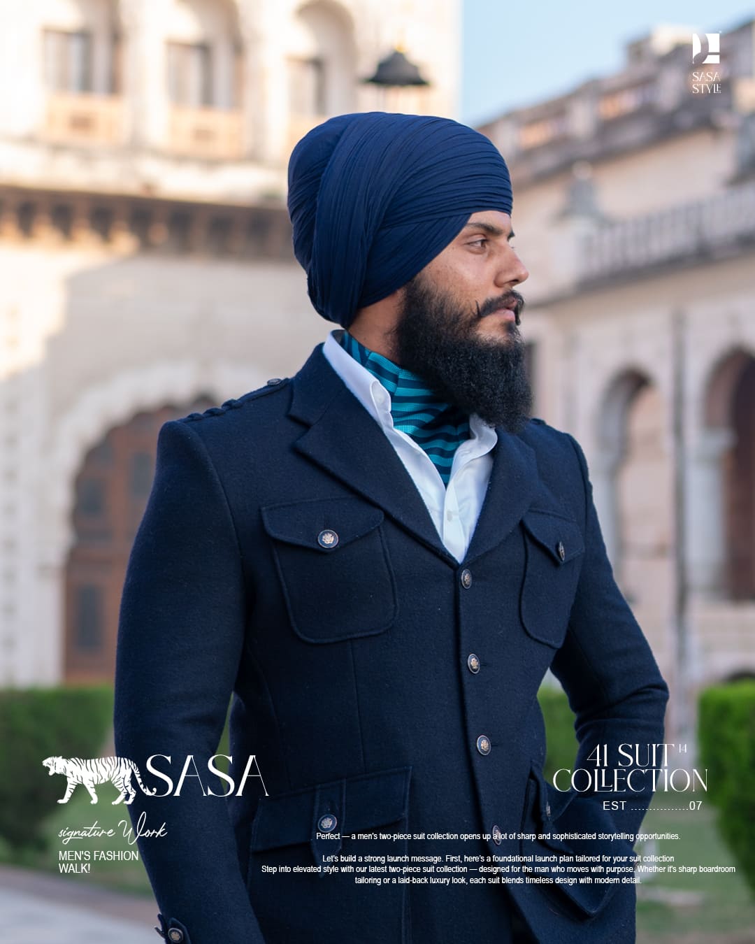 Navy Blue Dumala, Cravat and Pocket square