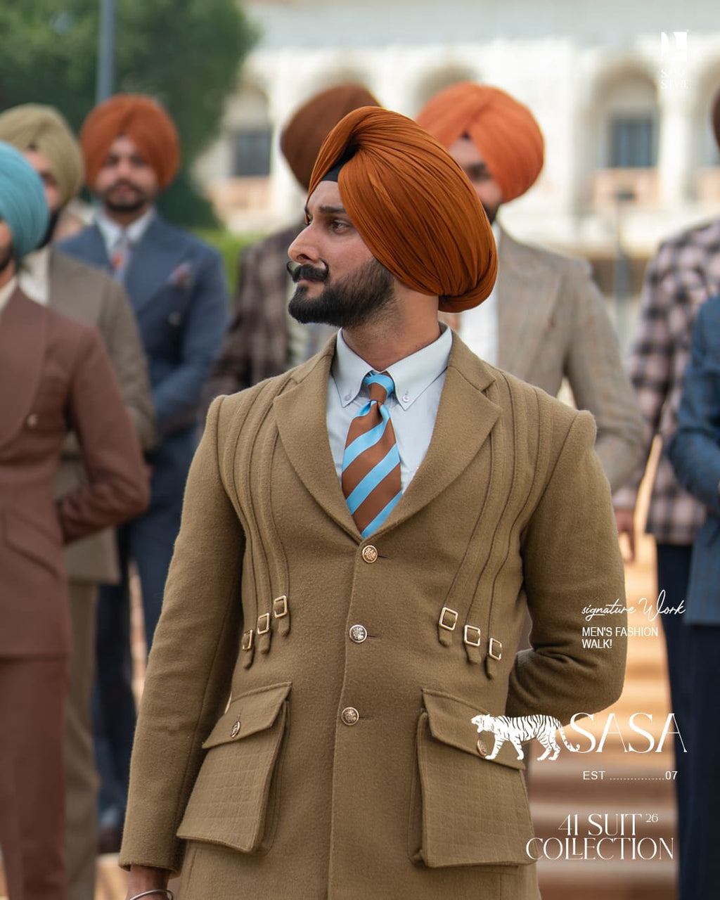 Coffee Brown Pagg, Tie and Pocket square