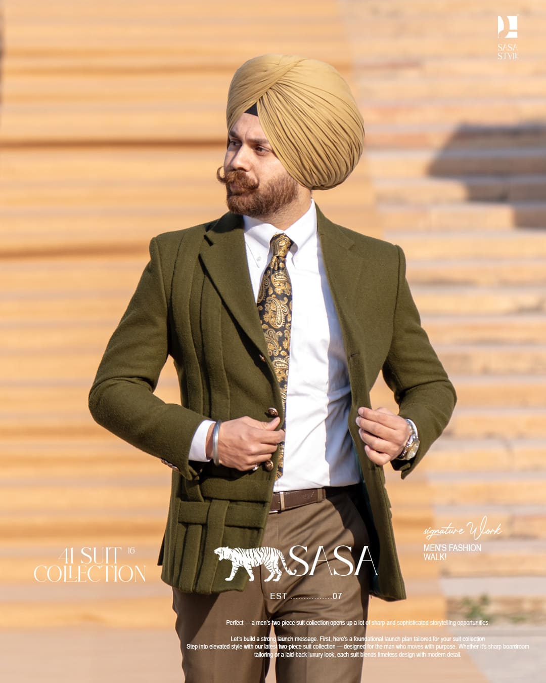 Khaki Pagg, Tie and Pocket square