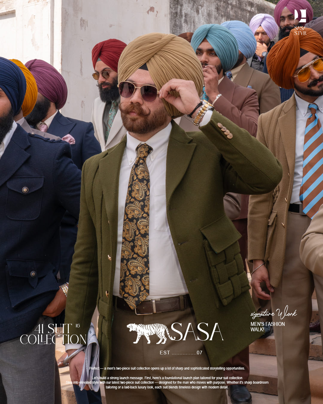 Khaki Pagg, Tie and Pocket square