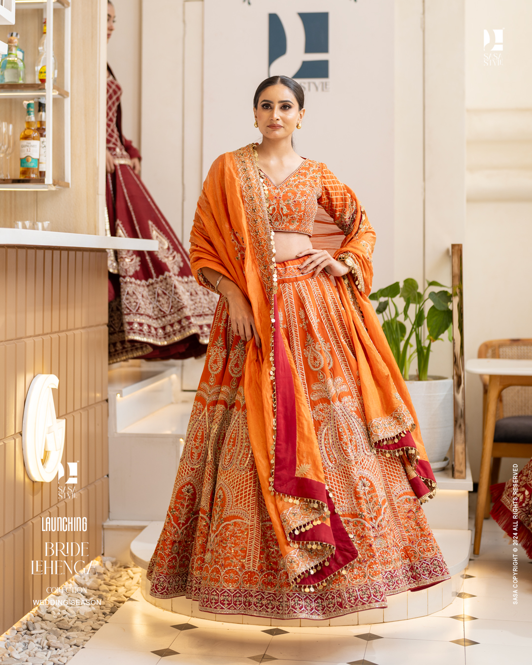Rust Orange Lehenga for Brides by SASA Collection