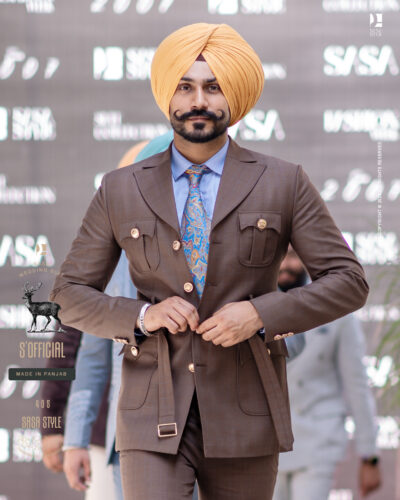 Brown check 2 Piece Coat Pant