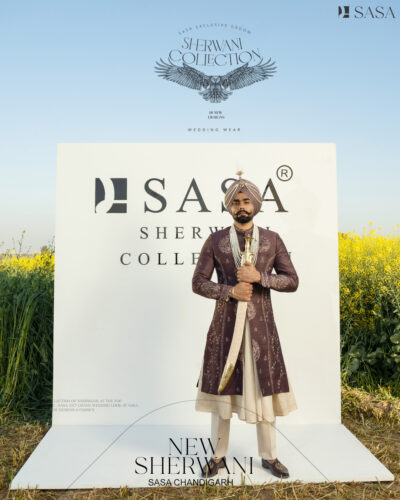 Wine Colour Sherwani with Matching Palla