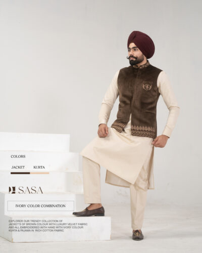 Brown Colour Hand Embroidered Jacket