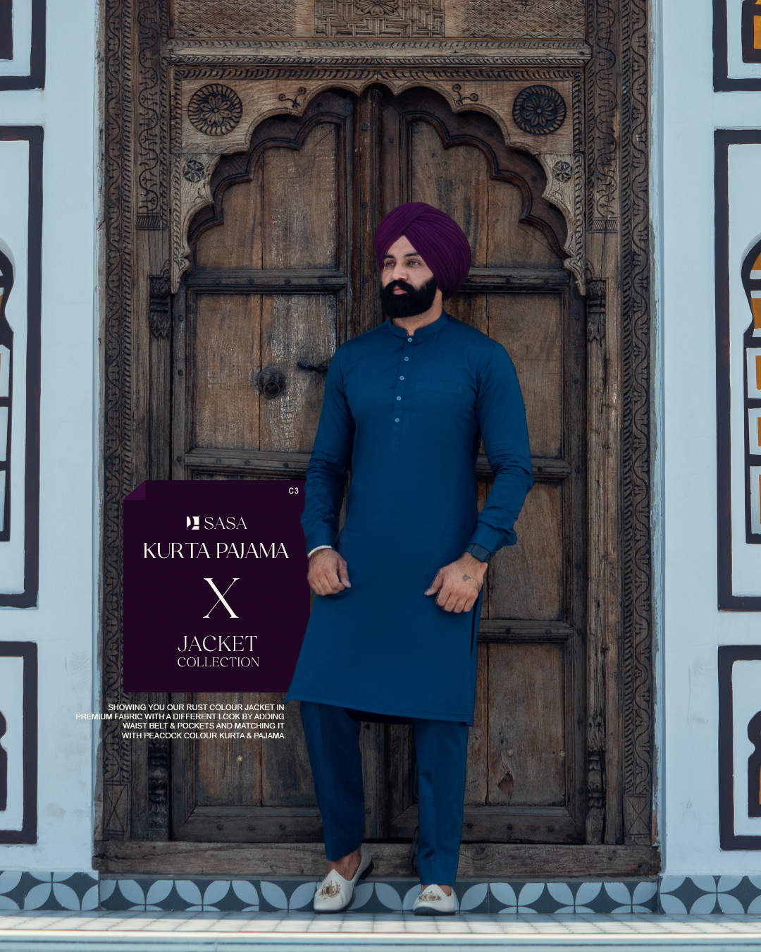 Peacock Colour Kurta Pajama
