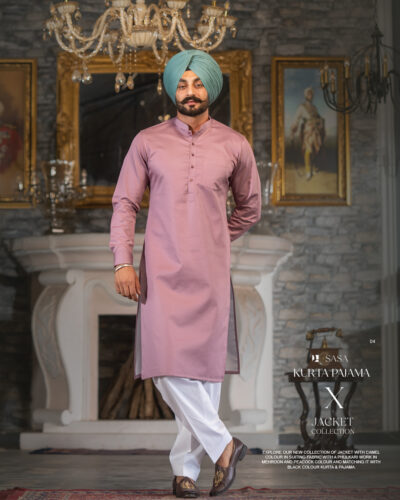 Onion Colour Kurta Paired with White Salwar