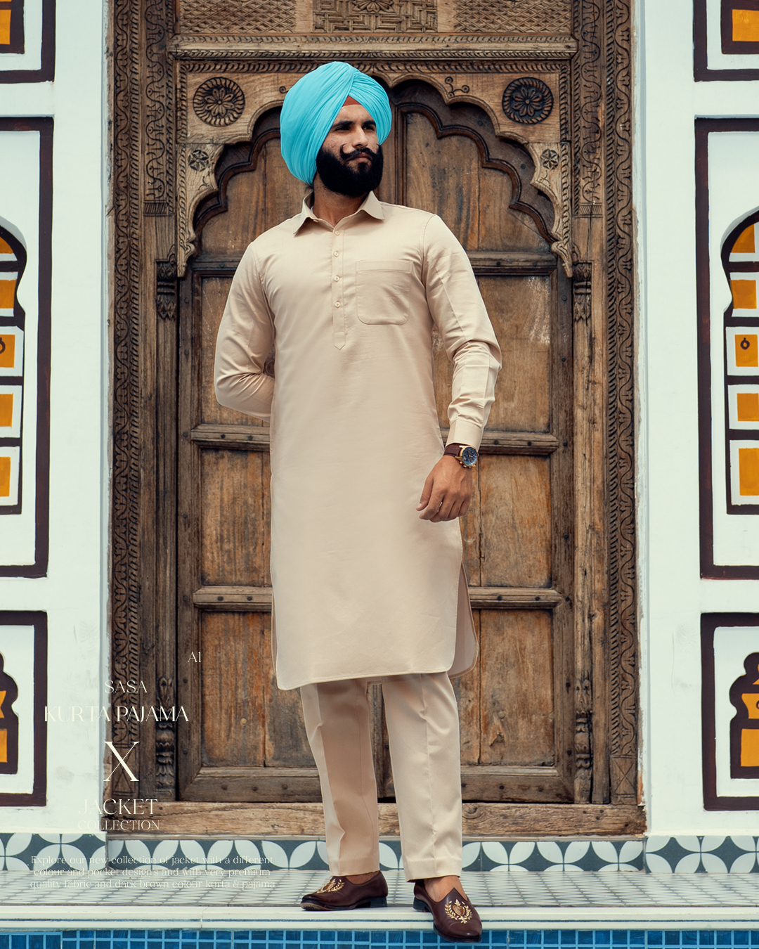 Beige Colour Kurta Pajama