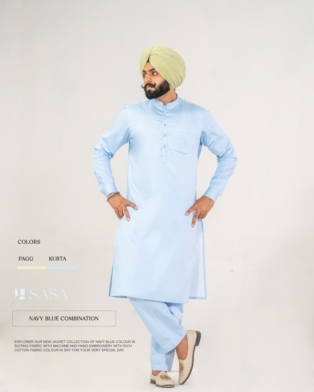 Sky-Colored Kurta and Pajama