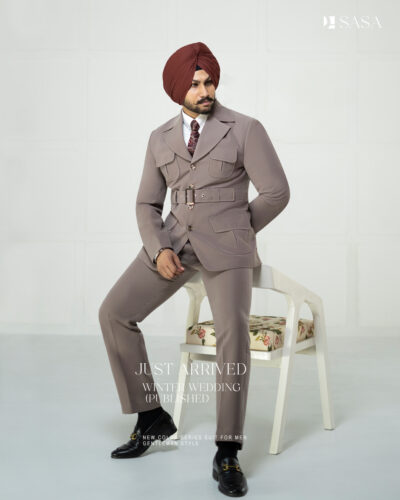 Mouse-Colored 2pc Coat Pant