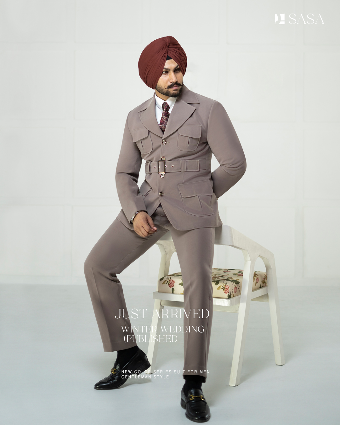 Mouse-Colored 2pc Coat Pant