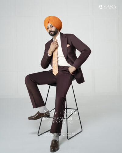 Dark Wine-Colored 2pc Coat Pant