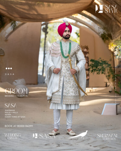 Grace in Grey Hand-Embellished Sherwani