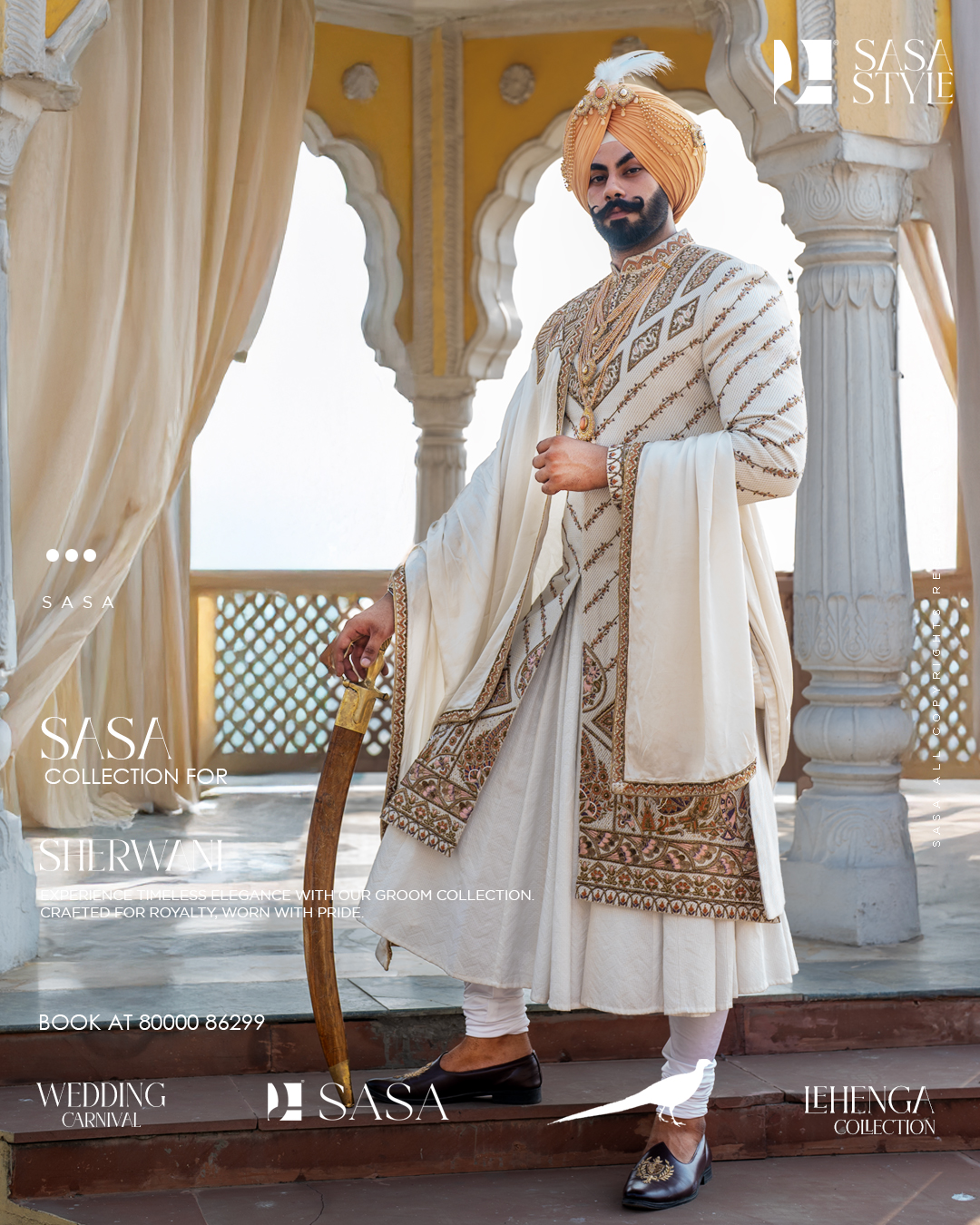 Ivory Sherwani Set with Hand Embroidery for a Majestic Look