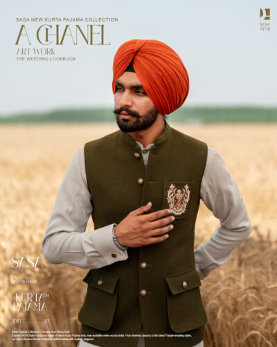 Olive Green Deer Embroidered Jacket for Men – Stylish & Warm