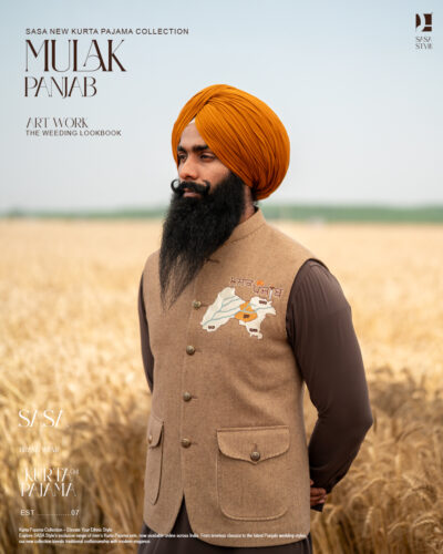 Mulak Panjaab Gold Beige Jacket with Heritage Map Artwork