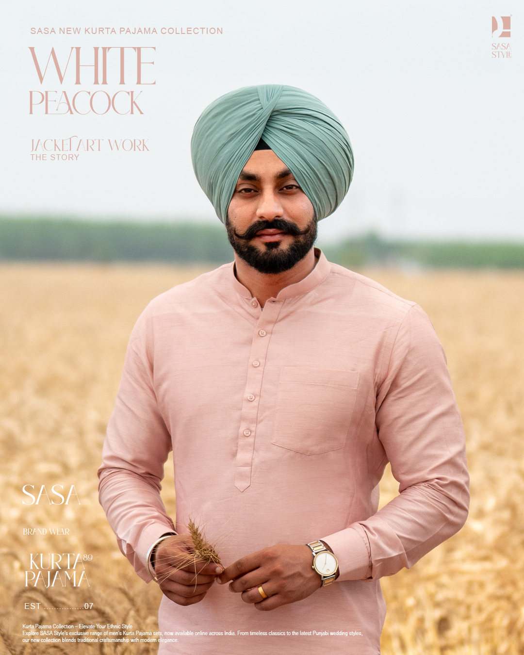 Dusty Pink Kurta Paired with Off-White Pajama Set