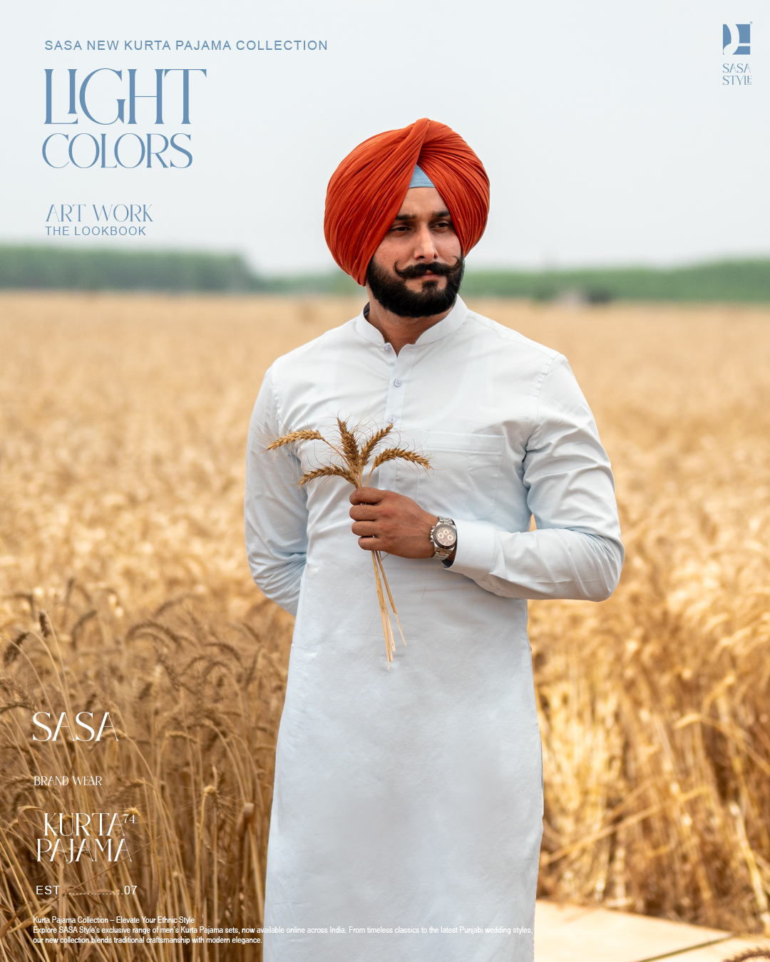 Sky Blue Kurta Pajama for Festive and Casual Wear