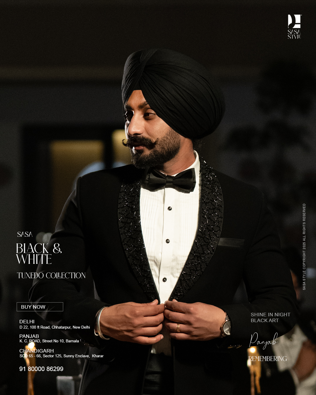 Classic Black & White Tuxedo for Graceful Evening Occasions