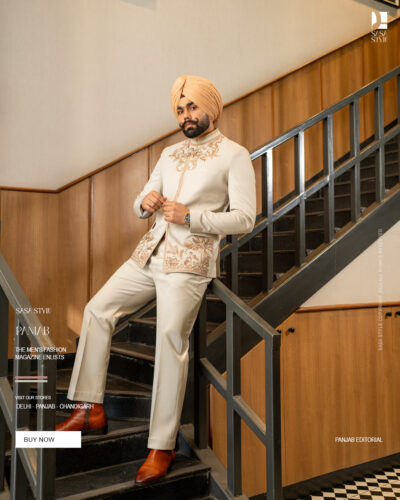 Warm Ivory Band Gala Pant – Royal Elegance Meets Modern Class