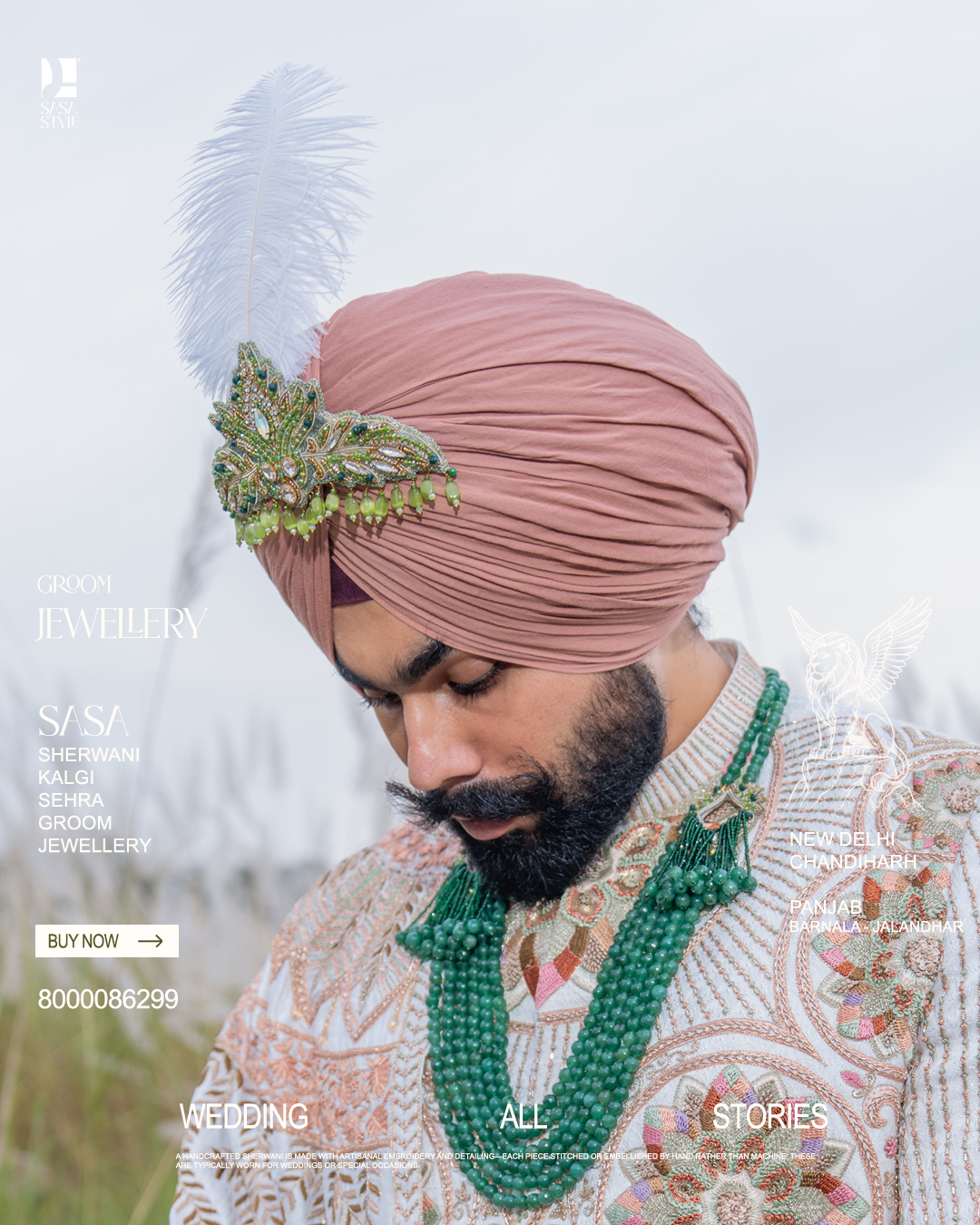 Parrot Green & Bottle Green Kalgi with Golden Majesty