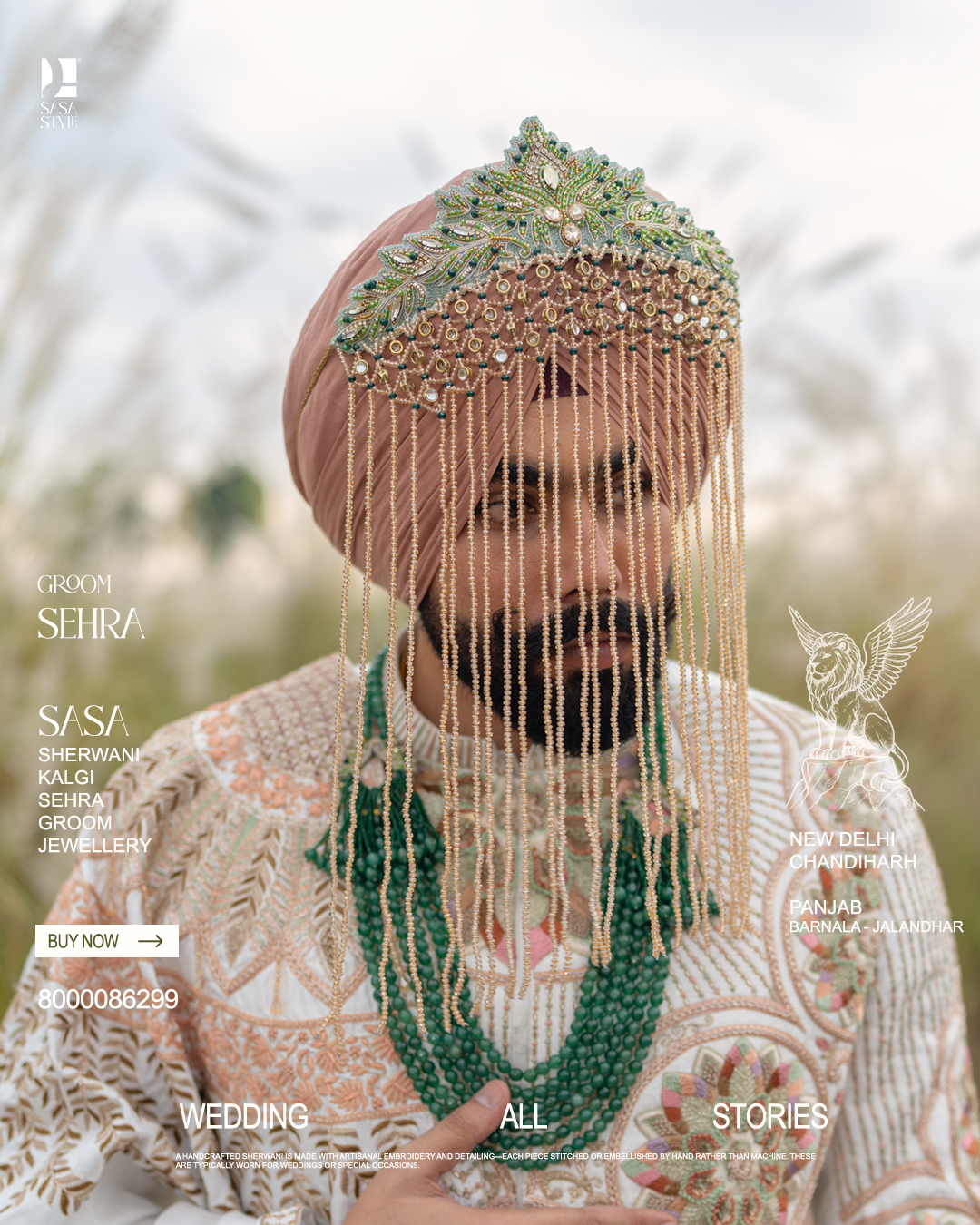 Parrot Green & Bottle Green Sehra with Golden Majesty