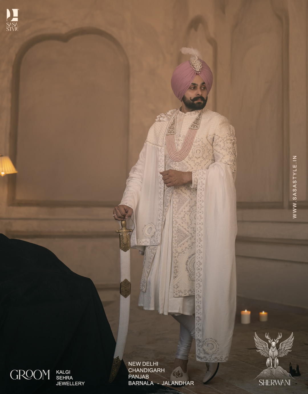 Elegant White Sherwani with Hand Embroidery for Modern Grooms