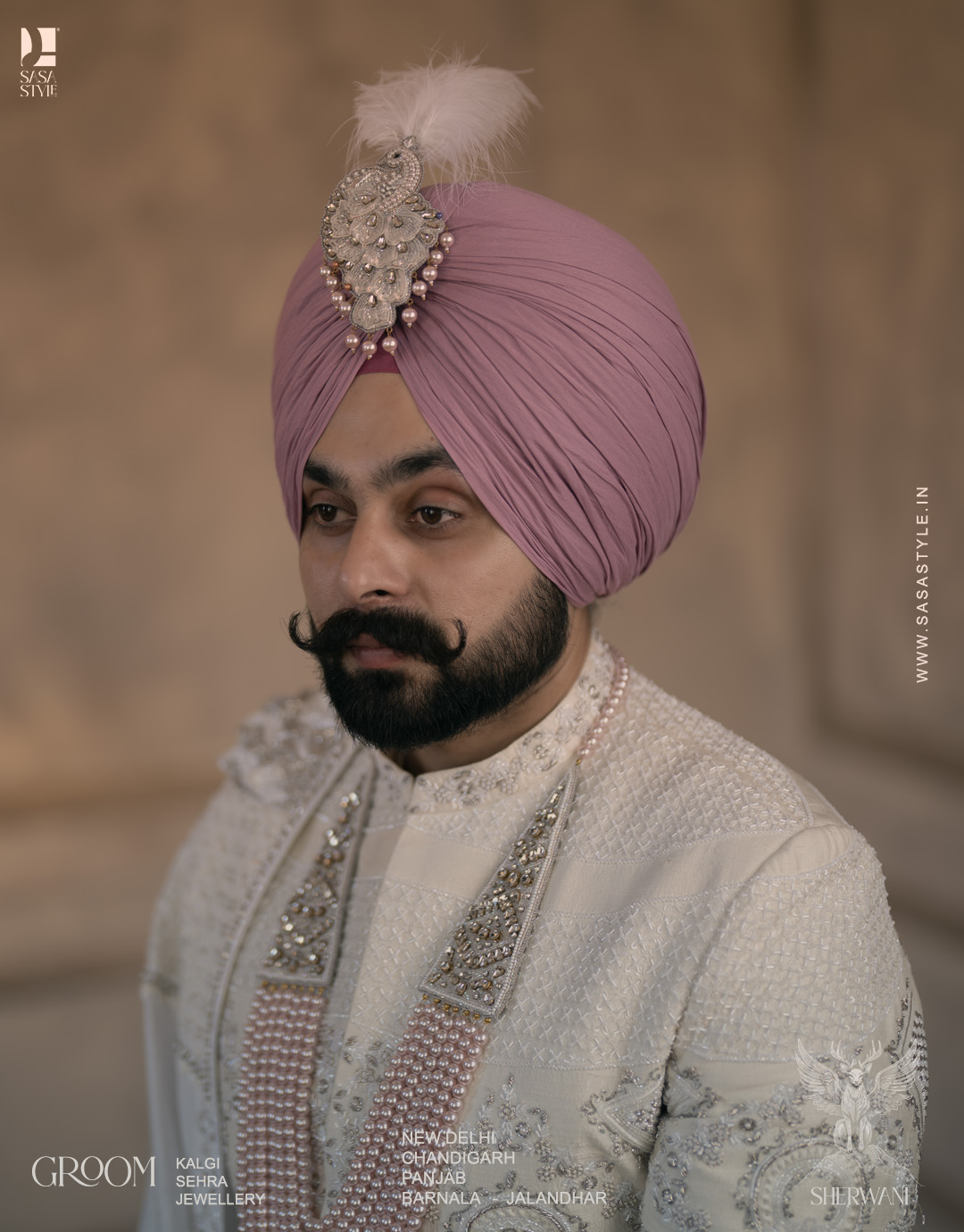 Pink and White Color Kalgi