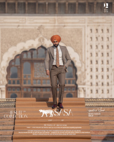 Beige and Dark Brown Herringbone Blazer paired with Moss Brown Pant