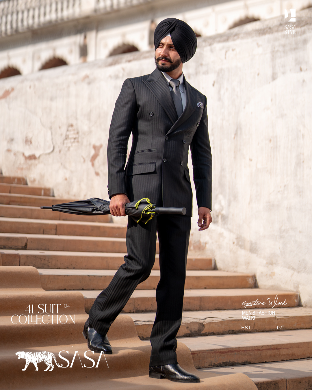 Black Striped Two-Piece Suit for Modern, Refined Formal Style