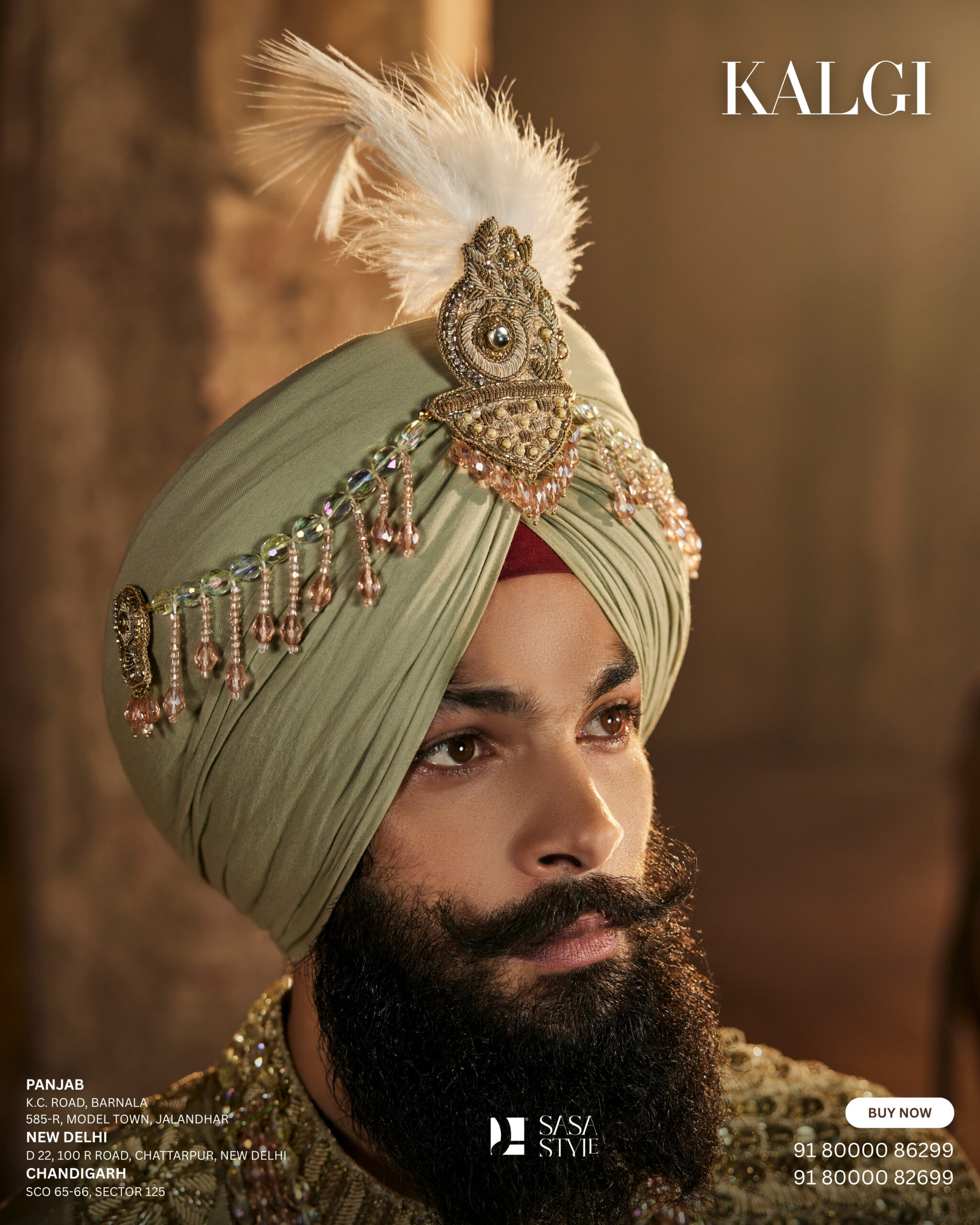 Lemon Green & Pink Kalgi – Regal Elegance Redefined