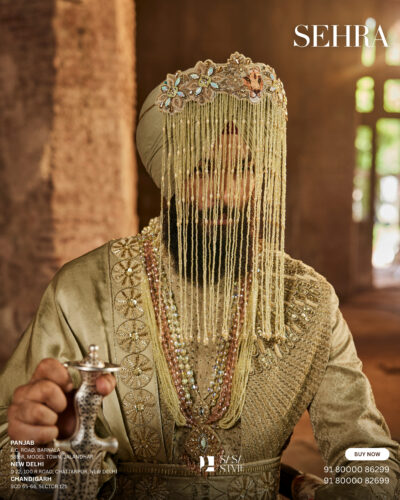 Lemon Green & Pink Sehra – Vibrant Tradition for the Modern Groom