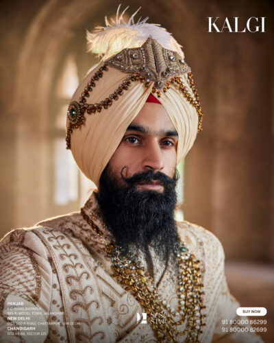 Antique Golden and Red Kalgi – A Touch of Royal Grandeur