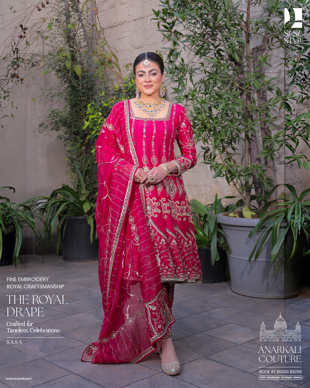 Graceful Rani Pink Embroidered Anarkali Set with Elegant Dupatta